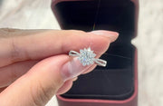 Luxurious Lab Grown Sunflower Diamond Ring 0.40 CTW 14K White Gold D E VVS2