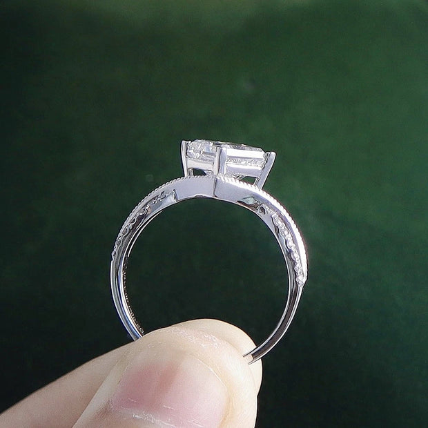 14K White Gold 2.06 CTW Lab-Grown Cushion Cut Diamond Ring – D-E Color VS1-VVS2