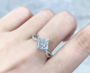 14K White Gold 2.06 CTW Lab-Grown Cushion Cut Diamond Ring – D-E Color VS1-VVS2