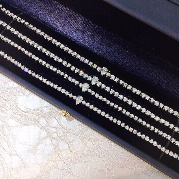 14K White Gold Pear Shape Diamond Bracelet – 2.3 CTW D-E VS1-VVS2