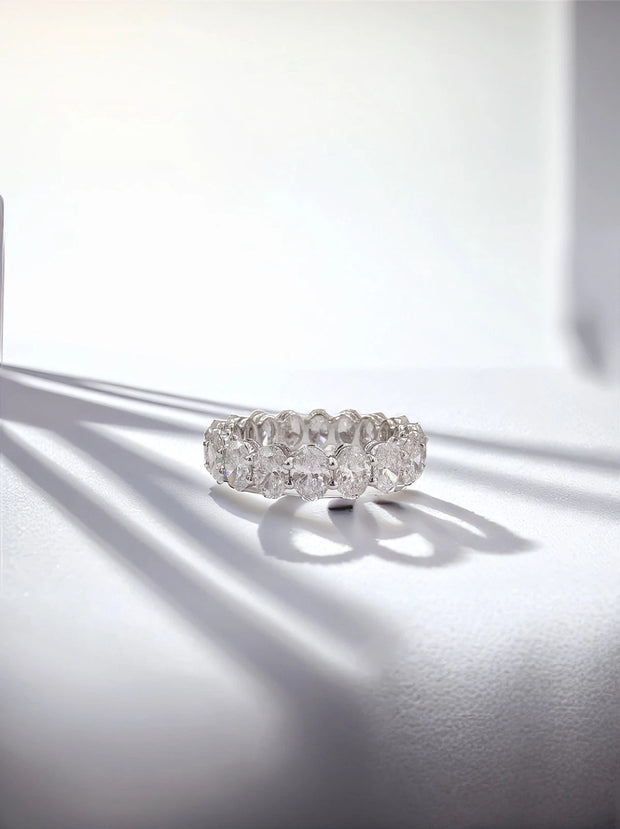 14K White Gold Lab-Grown Oval Diamond Full Eternity Band 2.72 CTW