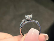 Romantic 0.897 CTW Lab Grown Heart Diamond Ring in 14K White Gold