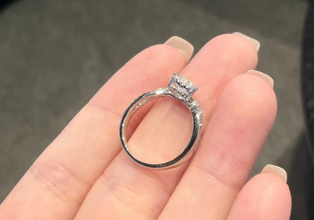 Romantic 0.897 CTW Lab Grown Heart Diamond Ring in 14K White Gold
