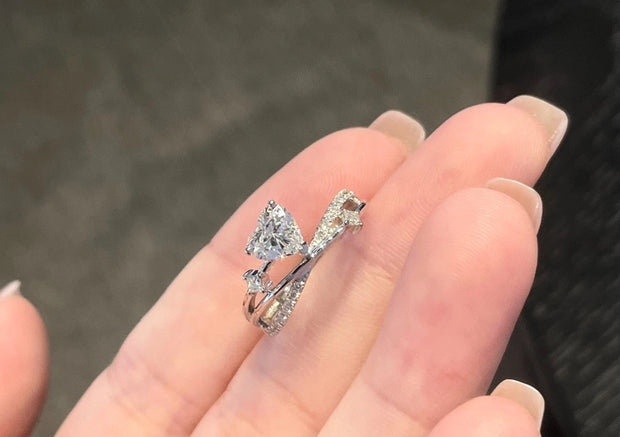 Romantic 0.897 CTW Lab Grown Heart Diamond Ring in 14K White Gold