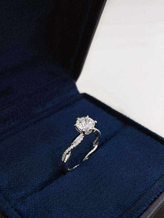 Twist of Brilliance Round-Cut Diamond Ring – 1.11 CTW in 14K White Gold