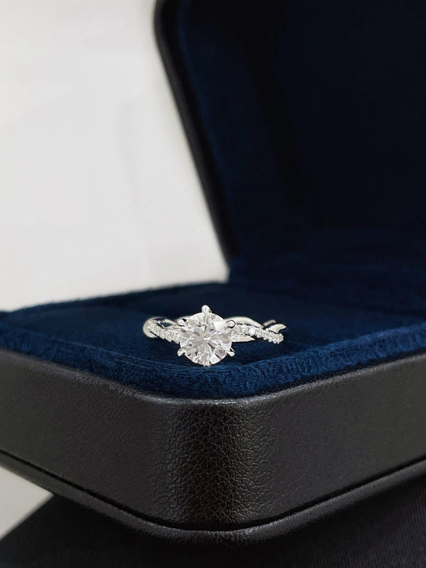 Twist of Brilliance Round-Cut Diamond Ring – 1.11 CTW in 14K White Gold