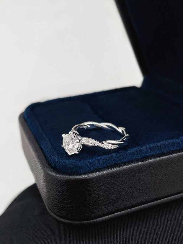 Twist of Brilliance Round-Cut Diamond Ring – 1.11 CTW in 14K White Gold