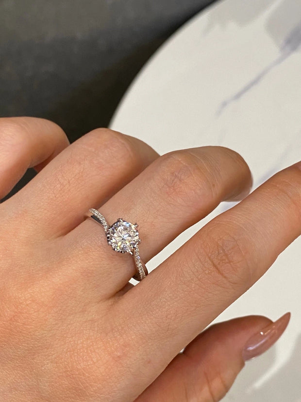 Twist of Brilliance Lab-Grown Diamond Ring 14K White Gold – 1.5 CTW Round