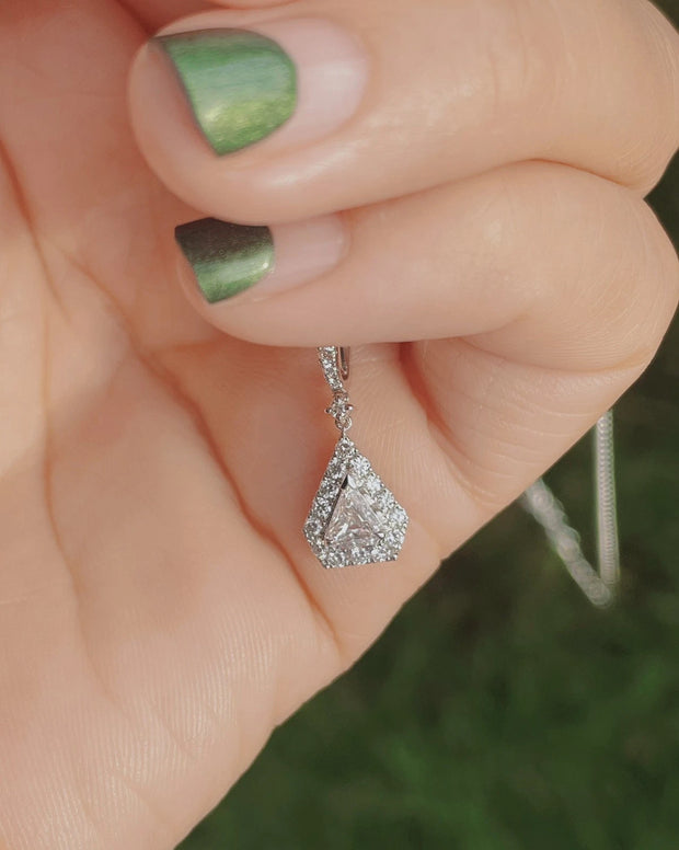 Trilliant Cut 0.55 CT Diamond Pendant Necklace D-E VS1-VVS2 in 14K White Gold