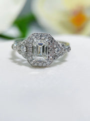 14K White Gold 5.32 CTW Emerald-Cut Diamond Ring – D Color VS1-VVS2 Clarity