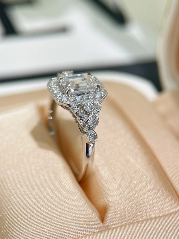 14K White Gold 5.32 CTW Emerald-Cut Diamond Ring – D Color VS1-VVS2 Clarity
