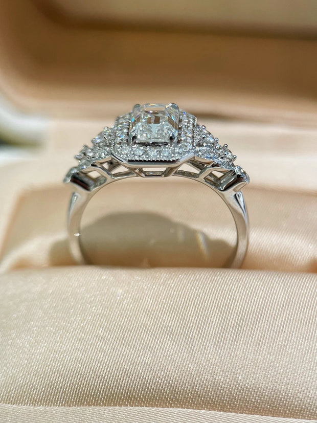 14K White Gold 5.32 CTW Emerald-Cut Diamond Ring – D Color VS1-VVS2 Clarity