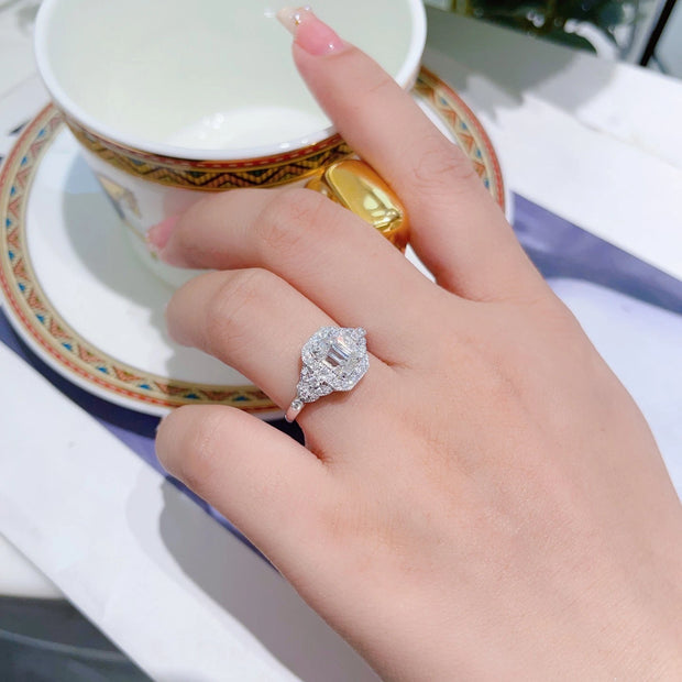 14K White Gold 5.32 CTW Emerald-Cut Diamond Ring – D Color VS1-VVS2 Clarity