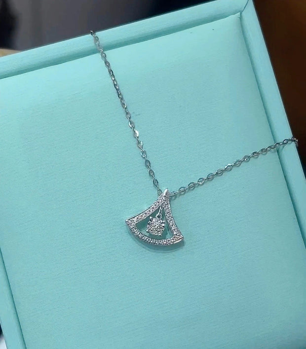 Diamond Necklace Fan Design 0.11 CT D-E VS1-VVS2 in 14K White Gold