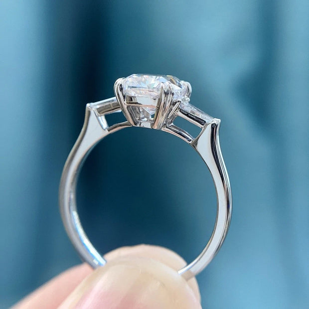 Elegant 2.5 Carat Cushion Cut Three-Stone Diamond Ring in 14K White Gold