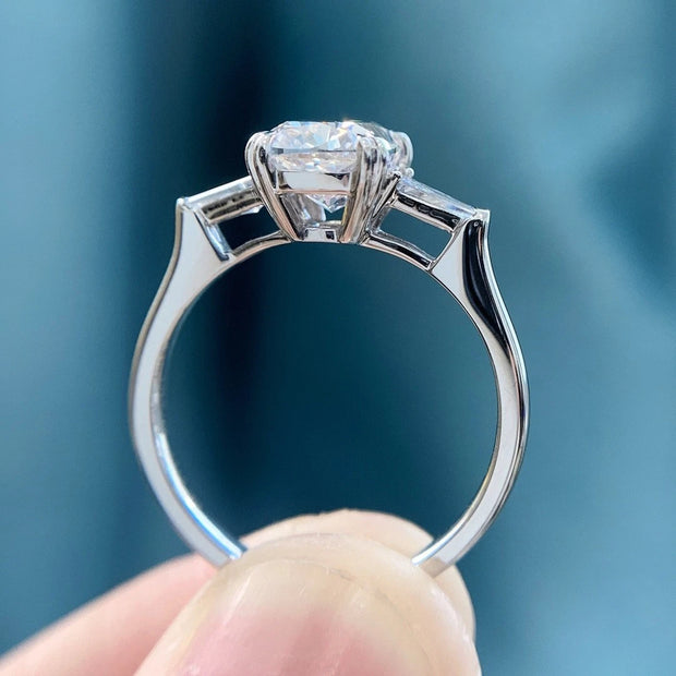 Elegant 2.5 Carat Cushion Cut Three-Stone Diamond Ring in 14K White Gold