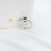 Lab Grown Fancy Green Diamond Cushion Halo Ring 0.82 CTW 14K White Gold