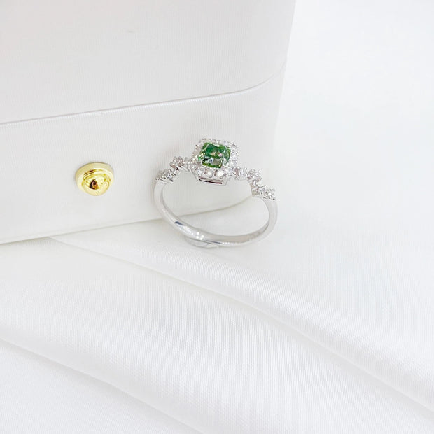 Lab Grown Fancy Green Diamond Cushion Halo Ring 0.82 CTW 14K White Gold
