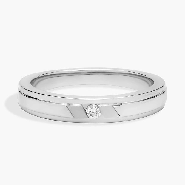Lab-Created Diamond Ring 14K White Gold D-E VS1-VVS2 0.05ct Diagonal Band