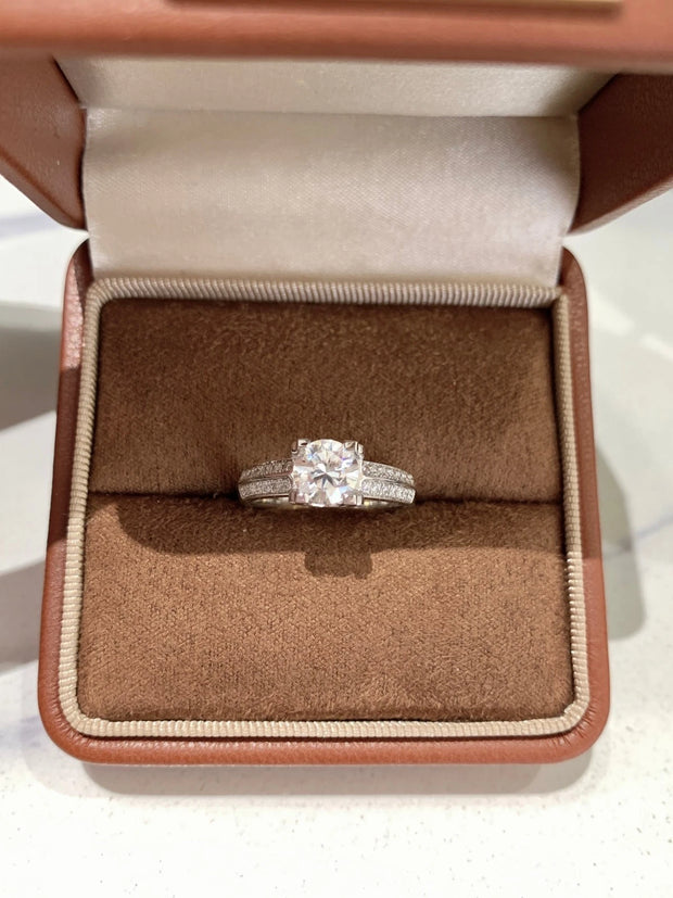 Bold Brilliance Round Lab-Grown Diamond Bull Head Ring 14K White Gold 2 CTW