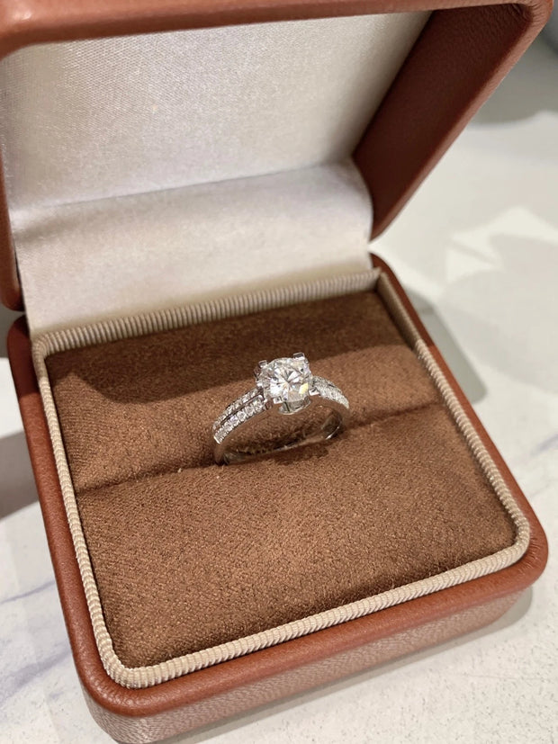 Bold Brilliance Round Lab-Grown Diamond Bull Head Ring 14K White Gold 2 CTW