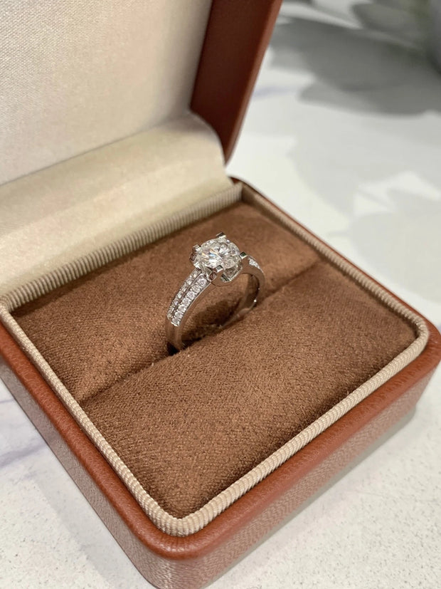 Bold Brilliance Round Lab-Grown Diamond Bull Head Ring 14K White Gold 2 CTW