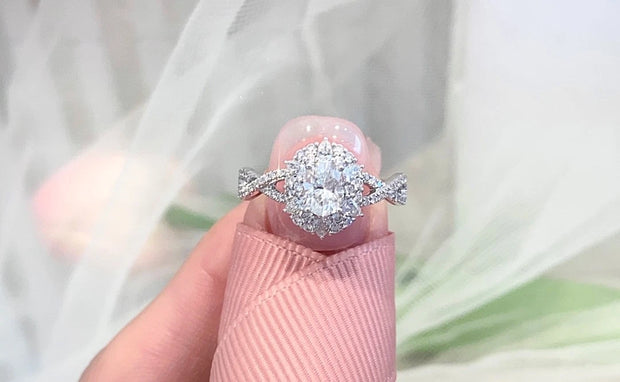 1.5 Carat Oval Shaped Diamond Ring–D-E Color, VS1-VVS2 Clarity in 14k White Gold