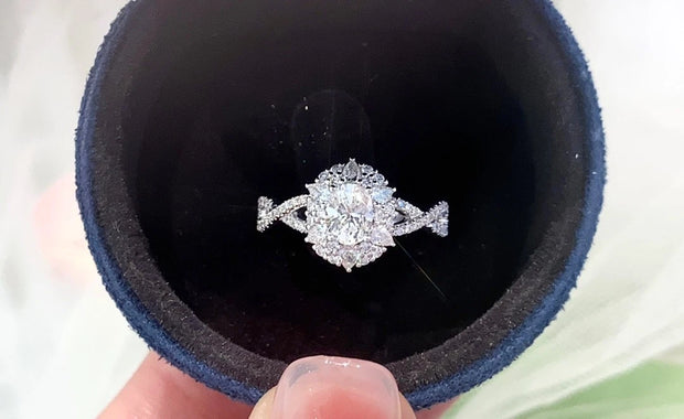 1.5 Carat Oval Shaped Diamond Ring–D-E Color, VS1-VVS2 Clarity in 14k White Gold