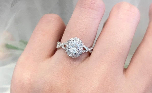 1.5 Carat Oval Shaped Diamond Ring–D-E Color, VS1-VVS2 Clarity in 14k White Gold