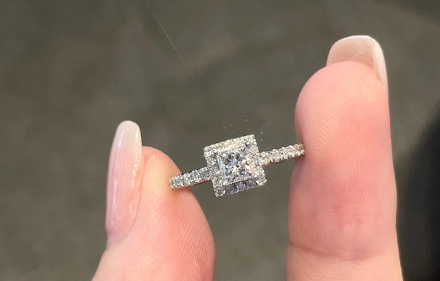 Enchanting 0.83 CTW Lab Grown Princess Cut Diamond Ring 14K White Gold D E VVS2