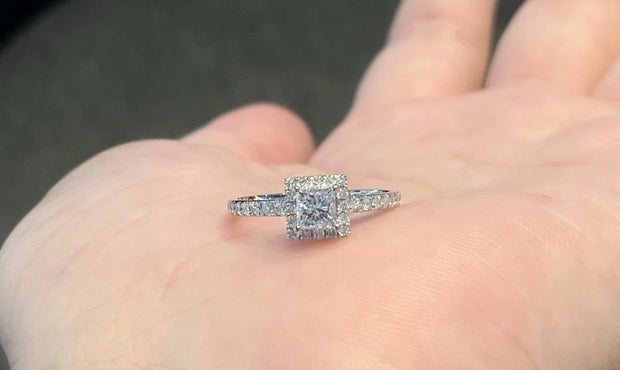 Enchanting 0.83 CTW Lab Grown Princess Cut Diamond Ring 14K White Gold D E VVS2