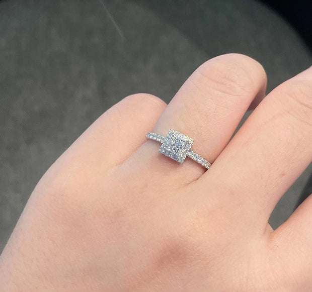 Enchanting 0.83 CTW Lab Grown Princess Cut Diamond Ring 14K White Gold D E VVS2
