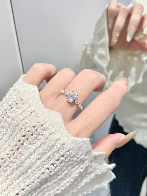 Brilliant 1.71 CTW Lab Grown Oval Diamond Six Band Ring 14K White Gold