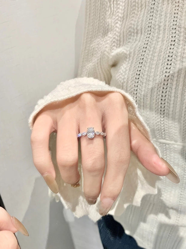 Brilliant 1.71 CTW Lab Grown Oval Diamond Six Band Ring 14K White Gold