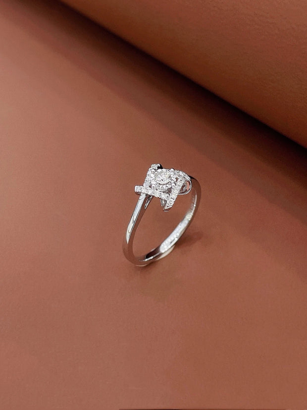 Lab-Grown Cross Diamond Ring 0.50 CTW D-E VS1/VVS2 in 14K White Gold