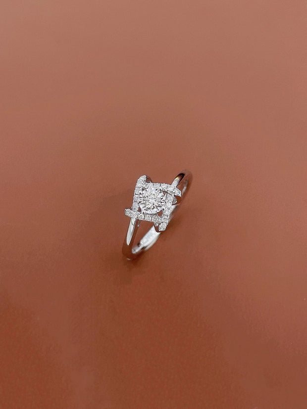 Lab-Grown Cross Diamond Ring 0.50 CTW D-E VS1/VVS2 in 14K White Gold