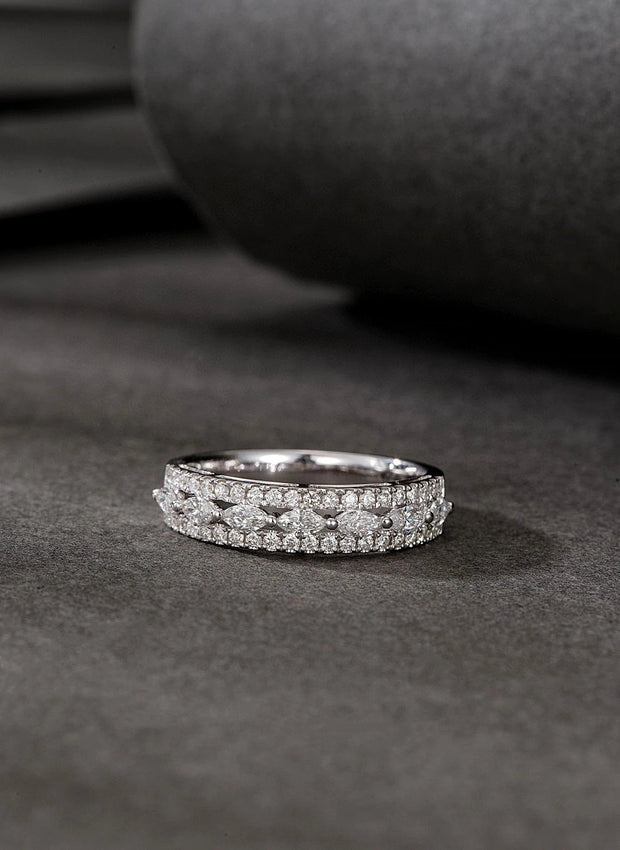 Lab-Grown Marquise Diamond Band Ring 0.58 CTW D-E VS1/VVS2 in 14K White Gold