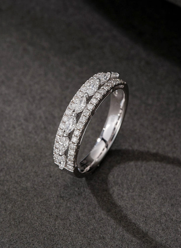 Lab-Grown Marquise Diamond Band Ring 0.58 CTW D-E VS1/VVS2 in 14K White Gold