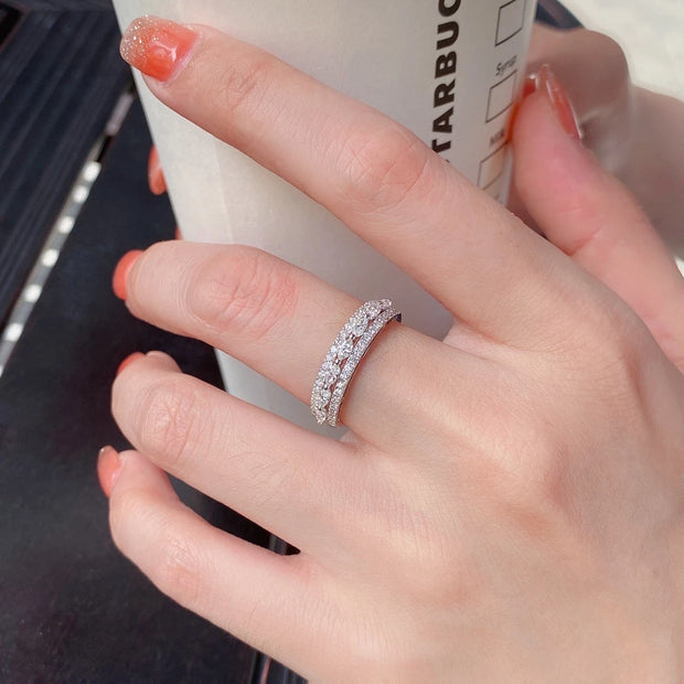 Lab-Grown Marquise Diamond Band Ring 0.58 CTW D-E VS1/VVS2 in 14K White Gold