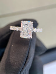 3.01 CTW Lab-Grown Radiant Diamond Ring – D VS1 IGI Certified, 14K White Gold