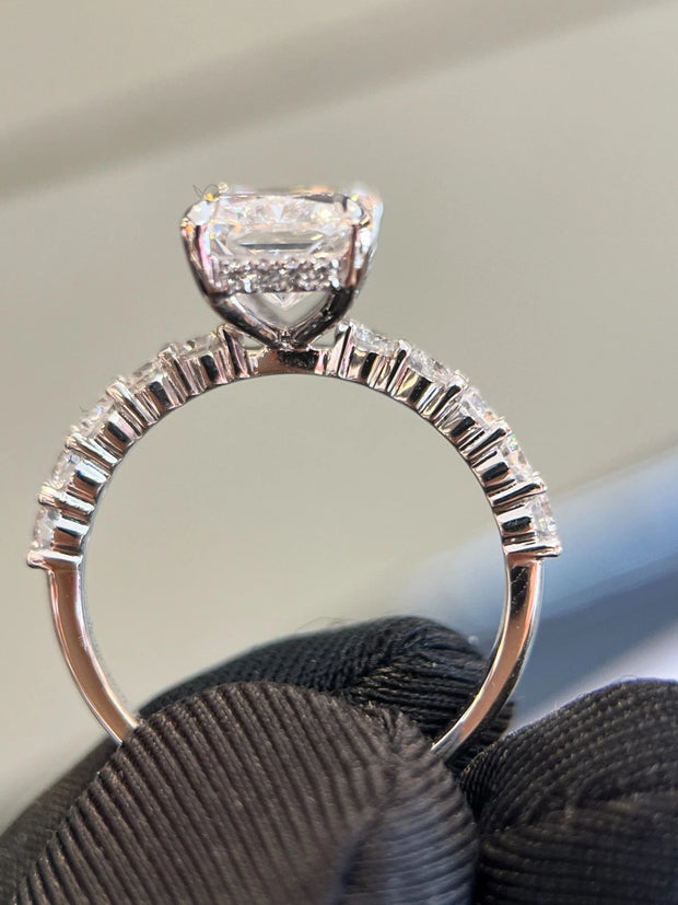 3.01 CTW Lab-Grown Radiant Diamond Ring – D VS1 IGI Certified, 14K White Gold