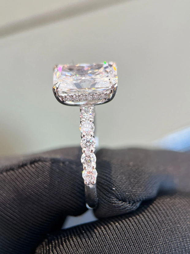 3.01 CTW Lab-Grown Radiant Diamond Ring – D VS1 IGI Certified, 14K White Gold
