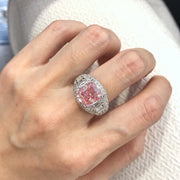 Lab-Grown Fancy Pink Cushion Diamond Ring 5 CT 14K White Gold