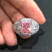 Lab-Grown Fancy Pink Cushion Diamond Ring 5 CT 14K White Gold