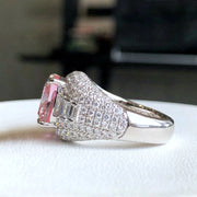 Lab-Grown Fancy Pink Cushion Diamond Ring 5 CT 14K White Gold