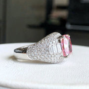 Lab-Grown Fancy Pink Cushion Diamond Ring 5 CT 14K White Gold