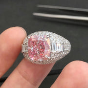 Lab-Grown Fancy Pink Cushion Diamond Ring 5 CT 14K White Gold