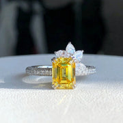 1.80 CT Fancy Vivid Yellow Emerald Cut Lab Grown Diamond Ring 14K VS1/VVS2