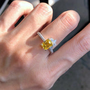 1.80 CT Fancy Vivid Yellow Emerald Cut Lab Grown Diamond Ring 14K VS1/VVS2