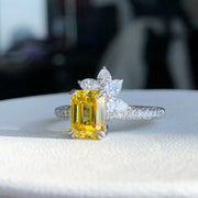 1.80 CT Fancy Vivid Yellow Emerald Cut Lab Grown Diamond Ring 14K VS1/VVS2
